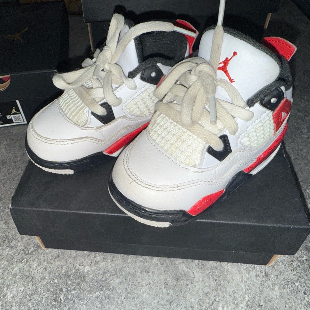 Jordan Kids White and Red Sneakers